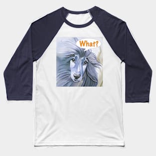 Blue Afghan Hound asking "What?" Baseball T-Shirt